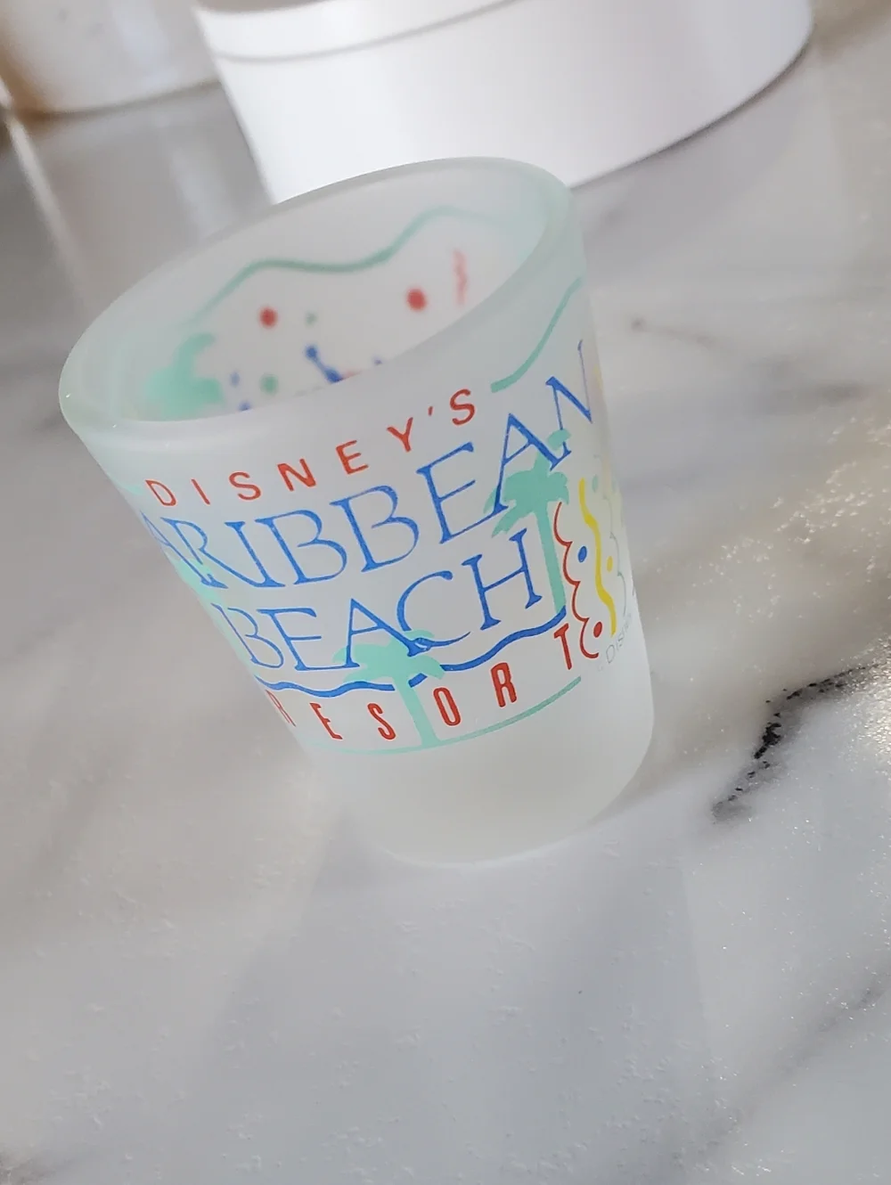 Vintage Disney World Caribbean Beach Resort Frosted Shot Glass
